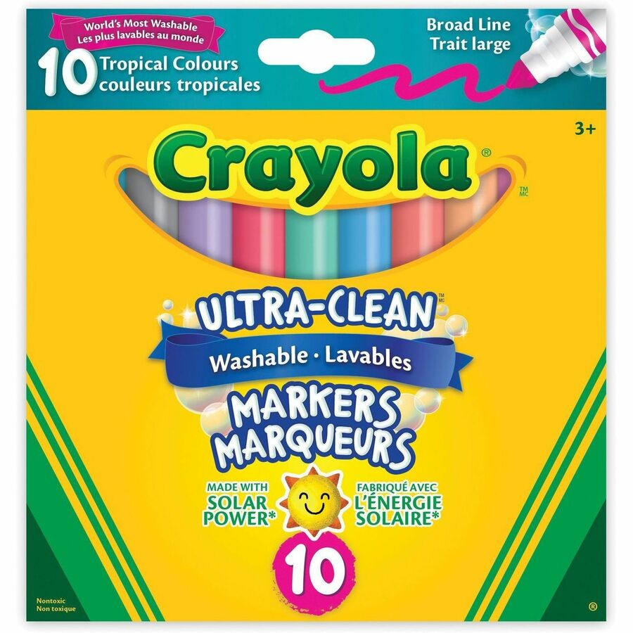 Marqueurs lavables Crayola, Coul. tropicales, Trait large (Bte 10)