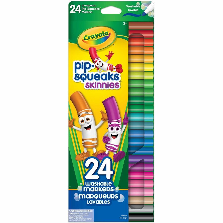 Marqueurs lavables Crayola Pip-Squeaks Skinnies, trait fin (bte de 24)