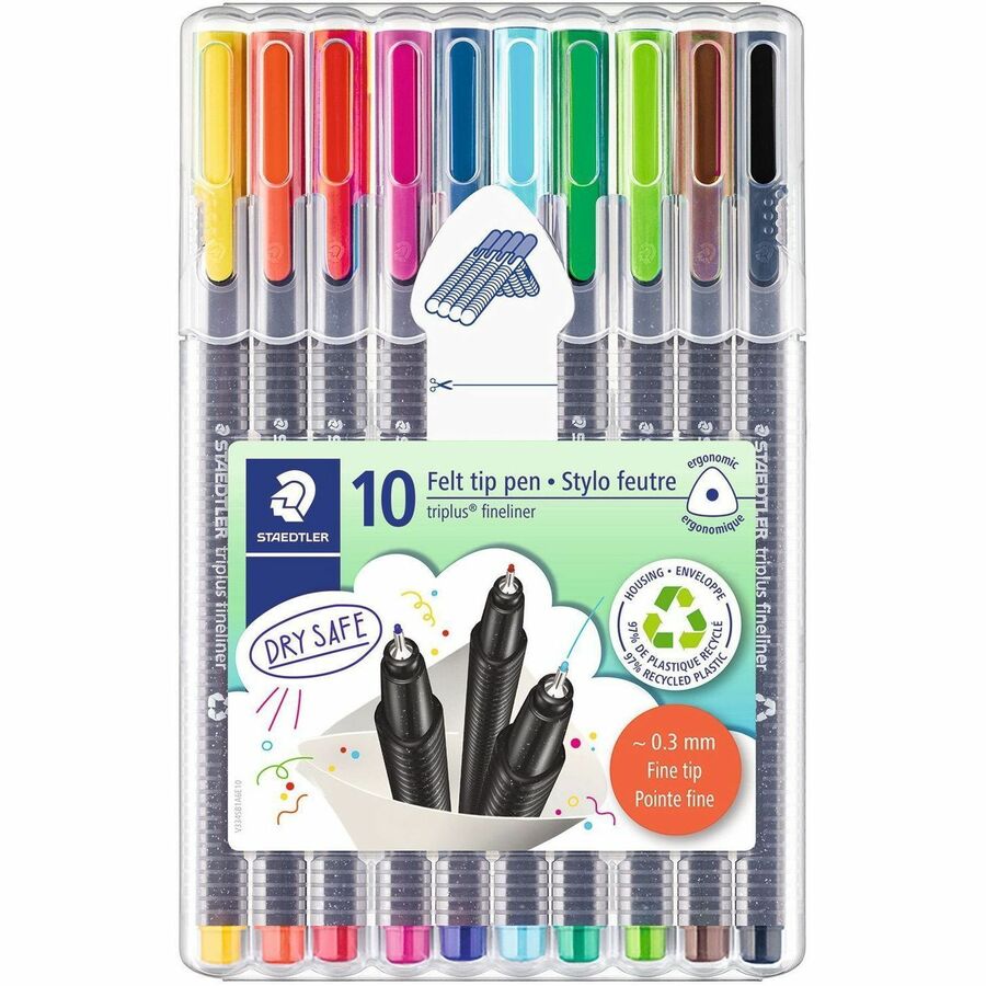 Marqueurs Staedtler Triplus Fineliner, Pointe fine (Bte de 10)