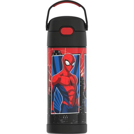 [836766] Bouteille d'eau FUNtainer® avec paille Thermos, 410 ml, Spider man 