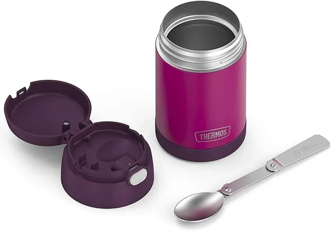 Thermos Stainless Steel FUNtainer® Food Jar with Folding Spoon, 470 ml, Pink