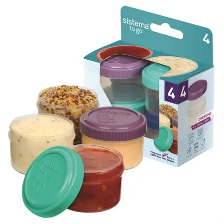 [Y836567] Pots pour vinaigrette TO GO™ Sistema, paquet de 4