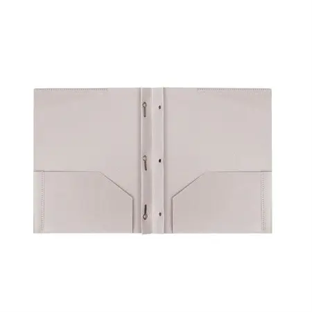 Duo-tang Execo en plastique biodégradable, avec attaches et pochettes, Gris