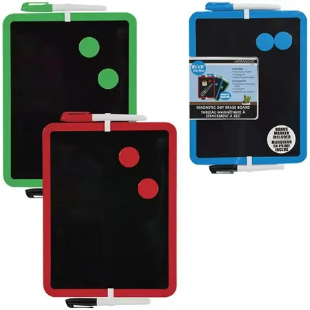 Magnetic Dry Erase Board 8-1/2" x 11" (Includes dry erase marker, 2 magnets and mounting hardware), Ass. Col.