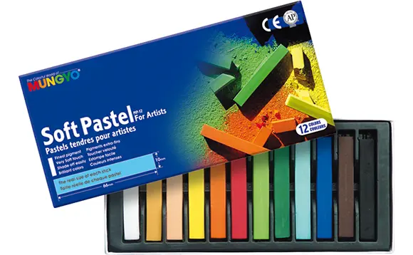 Pastels tendres carrés Mungyo, 10 x 10 x 66 mm (boîte de 12)