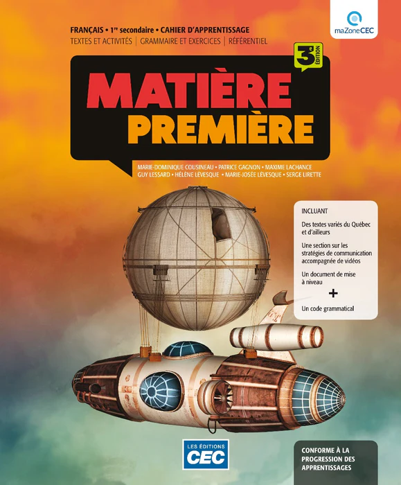 Matière première, 1re sec. Cahier d'apprentissage + code grammaticale + exercices interactifs (9782761799751)