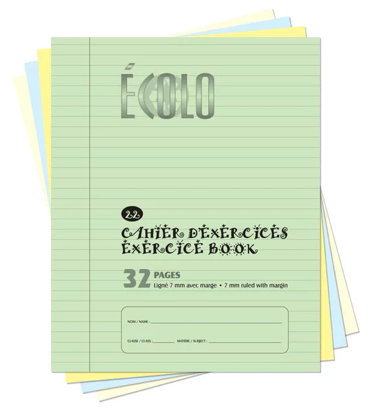 Ecolo Exercise Book #22, Lined 7 mm (32 pages)