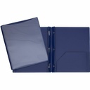 Duo-tang Plastique rigide avec attaches et pochettes avec pochette transparente à l'avant
