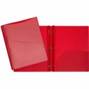 Duo-tang Plastique rigide avec attaches et pochettes avec pochette transparente à l'avant