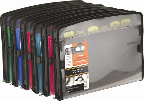 Expandable File Folder with separators and zipper closure, 7 pockets, Ass. col.