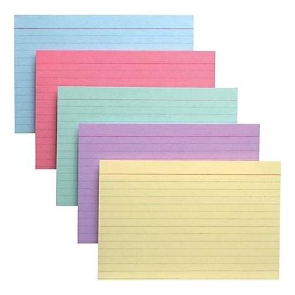 Oxford Ruled Index Cards, 4 x 6 inches, Multi-colored (Pkg 100)