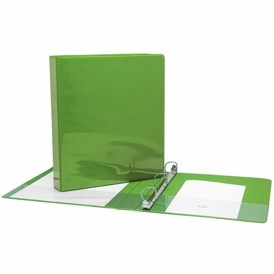 [225110] Binder with inside and outside sleeves, D rings, 2.54 cm (1"), Green