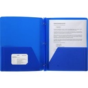 Duo-tang Oxford en plastique rigide attaches et pochettes, bleu