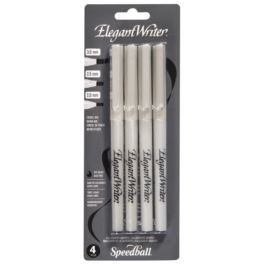 Speedball Elegant Writer Calligraphy Pen Set, Black, Assorted Nibs, 4 Pack