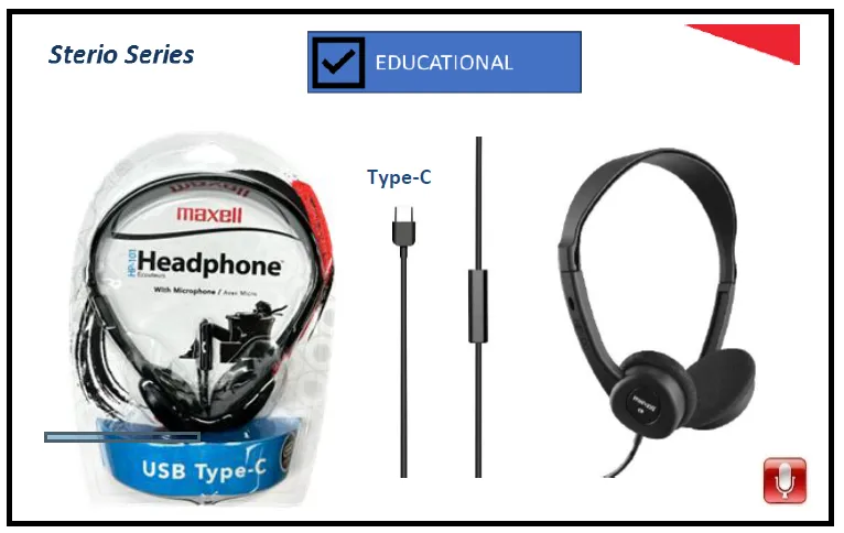 Casque d’écoute stéréo modèle HP-101TC avec câble USB-C de 6 pieds
