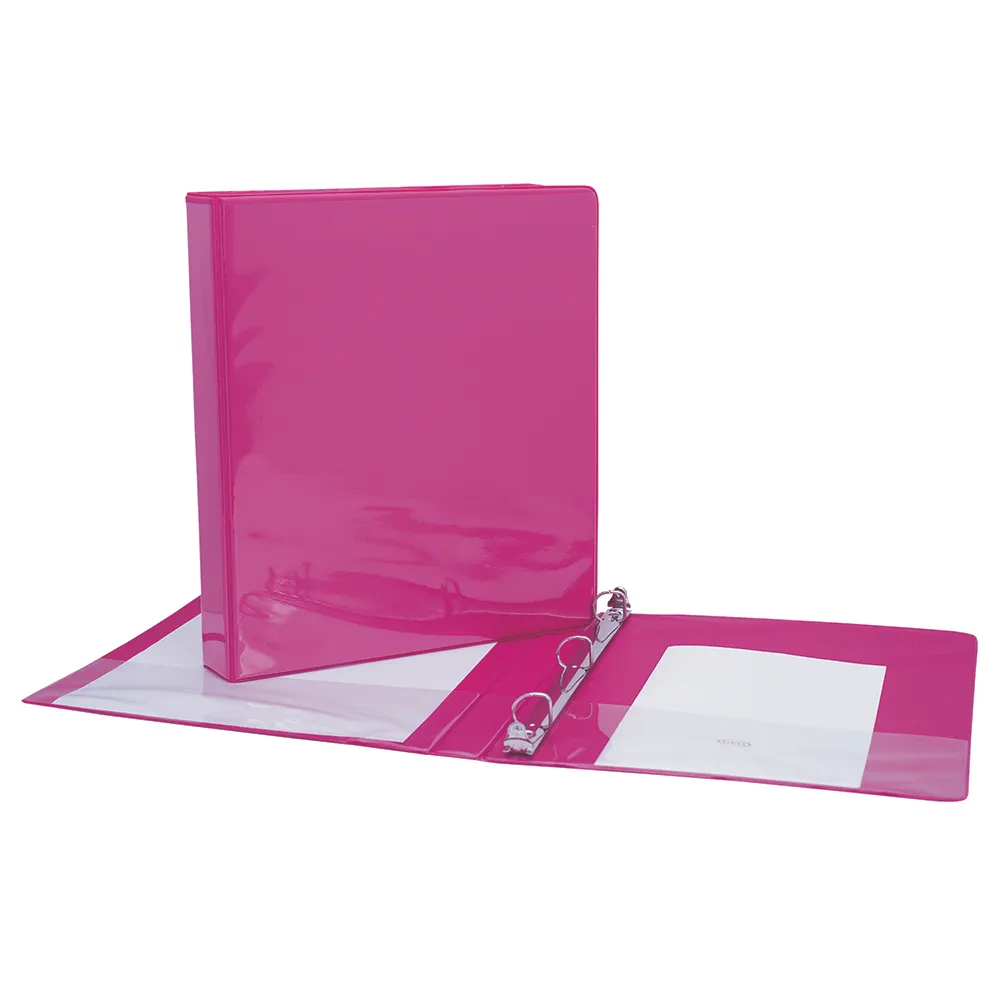 [AJ0098] Binder with inside and outside sleeves, D rings, 1/2", Pink