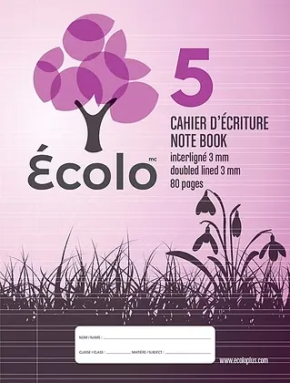 [EC580] Écolo Double interlined book 3mm #5, 3 holes, 80 pages