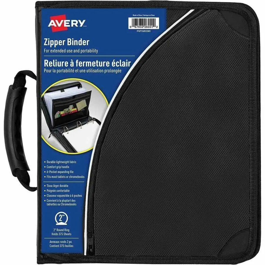 [840706] Avery 2" Binder with Zipper and Handle, Black