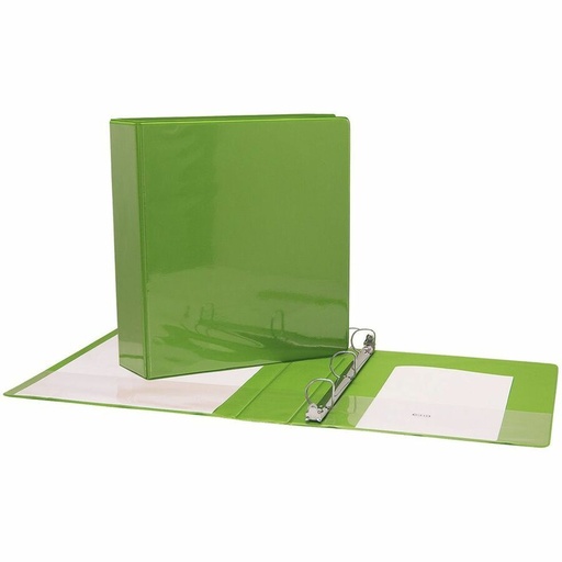 Binder with inside and outside sleeves, D rings, 3.81 cm (1.5"), Light Green