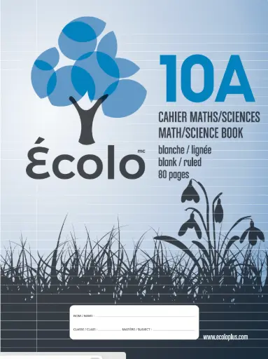 Cahier spirale math/science, 80 pages