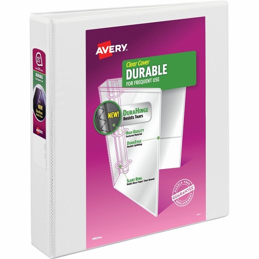 Cartable robuste Avery Durable View, Ann. en D avec pochettes int. et ext., 1-1/2", Blanc