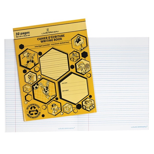 Cahier d'écriture Louis Garneau (LG10), Interligné pointillé, Jaune
