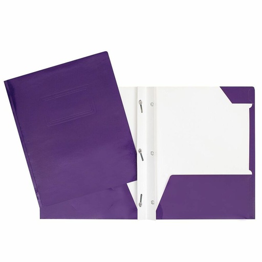 Duo-tang Carton Laminé, attaches et pochettes, Mauve