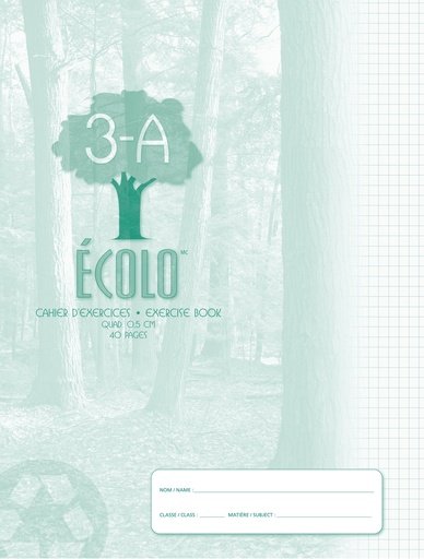 Cahier Écolo #3A, Quadrillé 0.5 cm, 40 pages