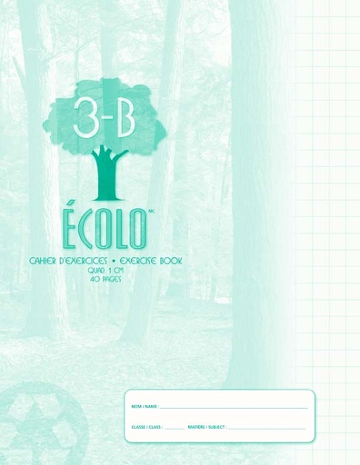 Cahier Écolo EC3B, Quadrillé 1 cm, 40 pages