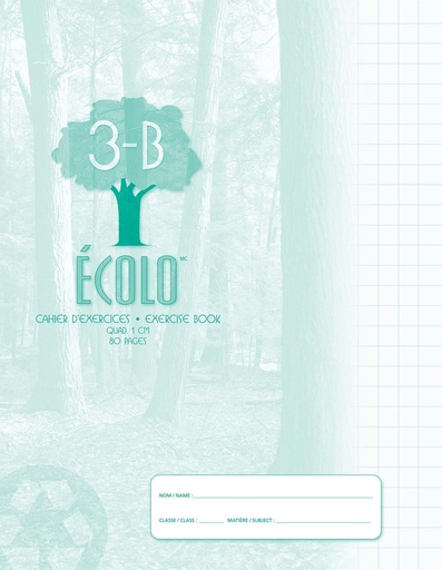 Cahier Écolo #3B, Quadrillé 1 cm, 80 pages