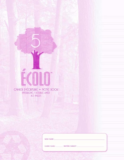 Cahier Écolo #5, Interligné 3mm, Margé, 40 pages
