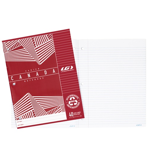 Louis Garneau Notebook, Lined, 40 pages, Red