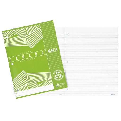 Cahier Louis Garneau, Ligné, 40 pages, Vert