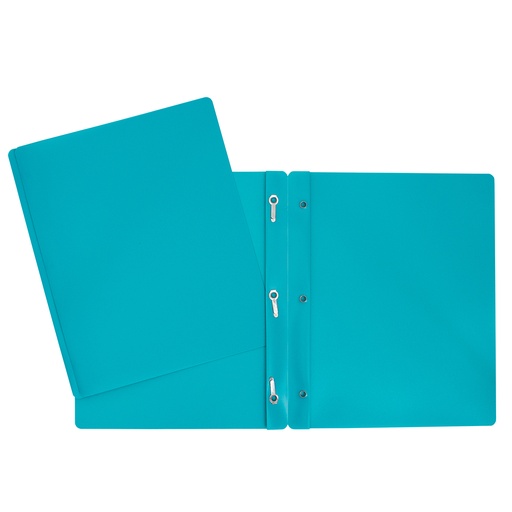 Hard Plastic Duo-tang with Fasteners, Turquoise