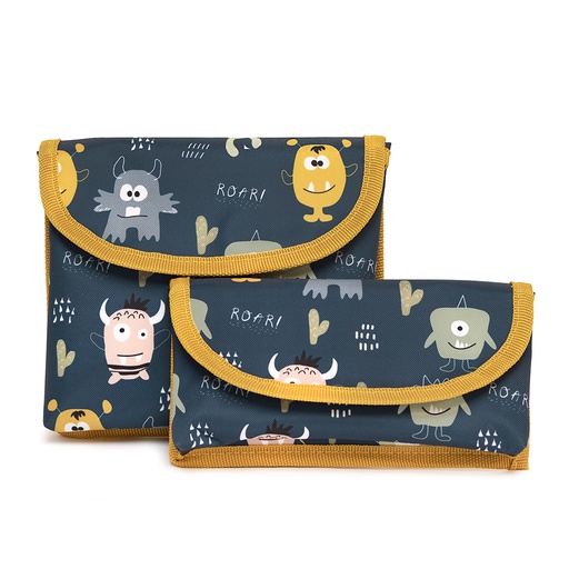 Ens. 2 pochettes à sandwich et collation, Monsters