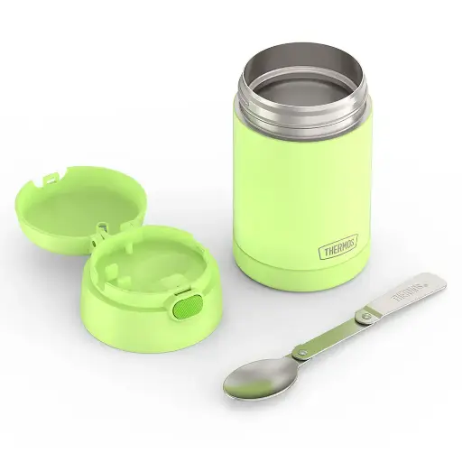 Thermos Stainless Steel FUNtainer® Food Jar with Folding Spoon, 470 ml, Green