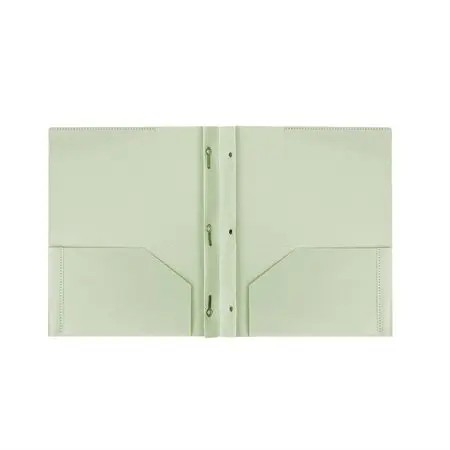 Duo-tang Execo en plastique biodégradable, avec attaches et pochettes, Vert pâle